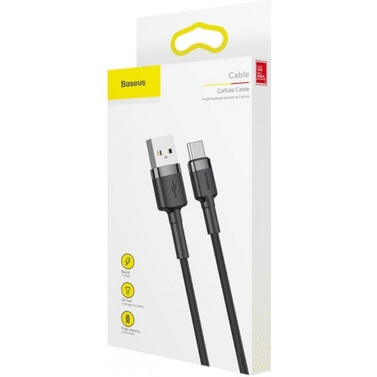 Baseus Cafule Braided USB 2.0 Cable USB-C male - USB-A male Μαύρο 1m