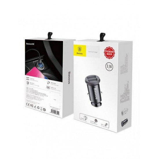 Baseus Φορτιστής Αυτοκινήτου Grain 3.1A 2xUSB Μαύρο Baseus Φορτιστής Αυτοκινήτου Grain 3.1A 2xUSB Μαύρο