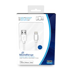 Καλώδιο MediaRange Charge and sync, USB 2.0 to Apple Lightning® plug, 1.0m, white (MRCS178) Καλώδιο MediaRange Charge and sync, USB 2.0 to Apple Lightning® plug, 1.0m, white (MRCS178)