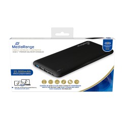 MediaRange Mobile Power Bank 25.000mAh, with USB-C Power Delivery fast charge technology (MR754) MediaRange Mobile Power Bank 25.000mAh, with USB-C Power Delivery fast charge technology (MR754)