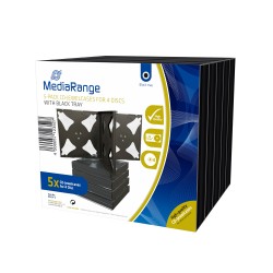 MediaRange CD Jewelcase for 4 discs 22mm Black Pack 5 (MRBOX34-4) MediaRange CD Jewelcase for 4 discs 22mm Black Pack 5 (MRBOX34-4)