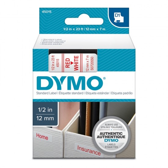 Ταινία Ετικετογράφου DYMO Standard 45015 12 mm x 7 m (Κόκκινα Γράμματα σε Λευκό Φόντο) (S0720550) (DYMO45015) Ταινία Ετικετογράφου DYMO Standard 45015 12 mm x 7 m (Κόκκινα Γράμματα σε Λευκό Φόντο) (S0720550) (DYMO45015)