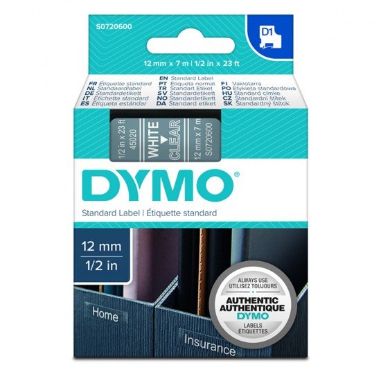 Ταινία Ετικετογράφου DYMO Standard 45020 12 mm x 7 m (Λευκά Γράμματα σε Διάφανο Φόντο) (S0720600) (DYMO45020) Ταινία Ετικετογράφου DYMO Standard 45020 12 mm x 7 m (Λευκά Γράμματα σε Διάφανο Φόντο) (S0720600) (DYMO45020)