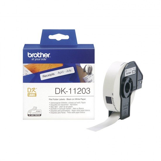 Brother DK-11203 Label Roll – Black on White, 17mm x 87mm (DK11203) (BRODK11203)