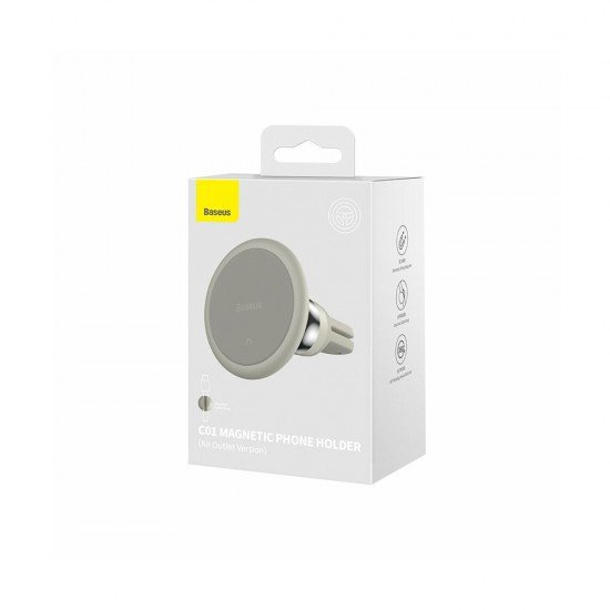 Baseus Car Mount C01 Magnetic Phone Holder(Air Outlet Version) Creamy-White (SUCC000102) (BASSUCC000102)