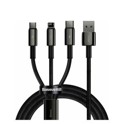 Baseus Tungsten Gold Braided USB to Type-C / Lightning / micro USB Cable 3.5A Μαύρο 1.5m (CAMLTWJ-01) (BASCAMLTWJ01) Baseus Tungsten Gold Braided USB to Type-C / Lightning / micro USB Cable 3.5A Μαύρο 1.5m (CAMLTWJ-01) (BASCAMLTWJ01)