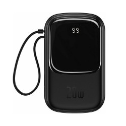 Baseus Qpow Lightning Digital Display Power Bank 20000mAh 20W με Θύρα USB-A και Θύρα USB-C Μαύρο (PPQD060201) (BASPPQD060201)