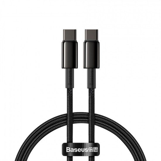 Baseus Tungsten Gold Cable Type-C to Type-C 100W 1m Black (CATWJ-01) (BASCATWJ-01) Baseus Tungsten Gold Cable Type-C to Type-C 100W 1m Black (CATWJ-01) (BASCATWJ-01)