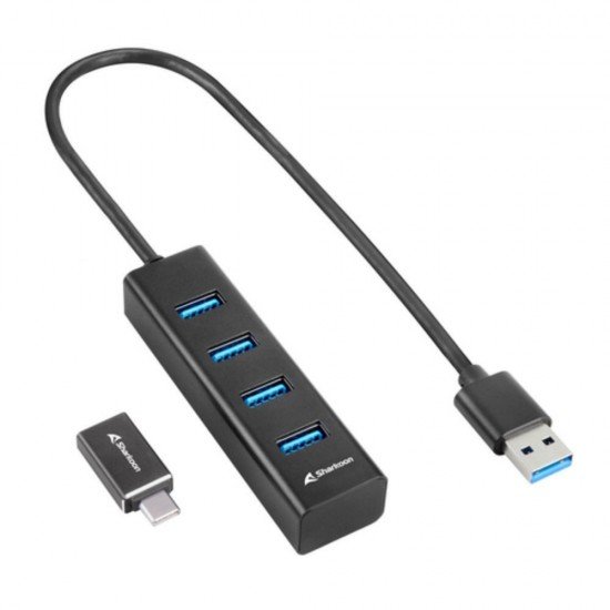 Sharkoon USB 3.2 Hub 4 Θυρών με σύνδεση USB-A / USB-C (4PALUHUBBLK) (SHR4PALUHUBBLK) Sharkoon USB 3.2 Hub 4 Θυρών με σύνδεση USB-A / USB-C (4PALUHUBBLK) (SHR4PALUHUBBLK)