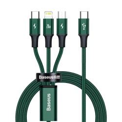 Baseus Rapid Series Braided USB to micro USB / Type-C / Lightning Cable 3A Πράσινο 1.5m  (CAMLT-SC06) (BASCAMLT-SC06) Baseus Rapid Series Braided USB to micro USB / Type-C / Lightning Cable 3A Πράσινο 1.5m  (CAMLT-SC06) (BASCAMLT-SC06)