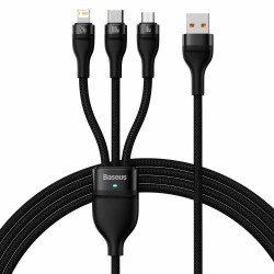 Baseus 3in1 USB Cable Flash Series, USB-C + Micro USB + Lightning, 100w, 1.2m Black (CASS030001) (BASCASS030001) Baseus 3in1 USB Cable Flash Series, USB-C + Micro USB + Lightning, 100w, 1.2m Black (CASS030001) (BASCASS030001)