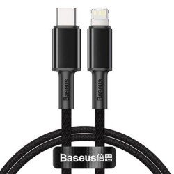 Baseus High Density Braided Cable Type-C To Lightning, Pd, 20w, 1m Black (CATLGD-01) (BASCATLGD-01) Baseus High Density Braided Cable Type-C To Lightning, Pd, 20w, 1m Black (CATLGD-01) (BASCATLGD-01)