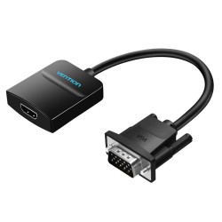 VENTION VGA to HDMI Converter with Female Micro USB and Audio Port 0.15M Black (ACNBB) (VENACNBB) VENTION VGA to HDMI Converter with Female Micro USB and Audio Port 0.15M Black (ACNBB) (VENACNBB)