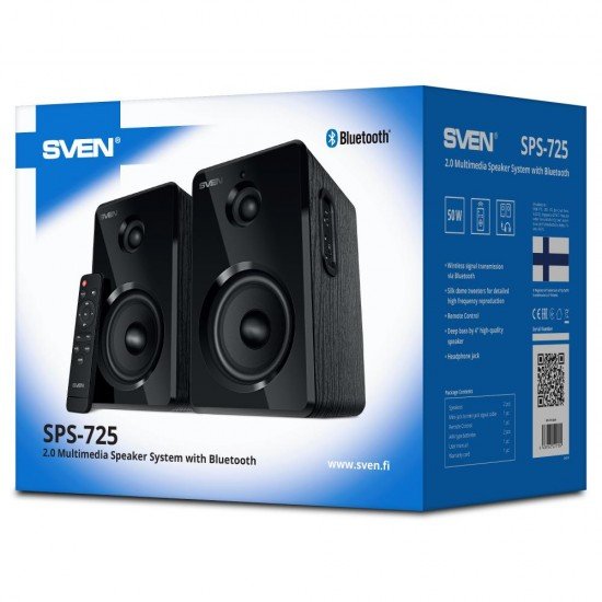 Sven 2.0 Speakers SPS-725 Black 2x25W Bluetooth (SV-021184) Sven 2.0 Speakers SPS-725 Black 2x25W Bluetooth (SV-021184)