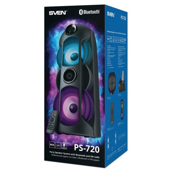 Sven 2.0 Portable Speaker PS-720 Black 2x40W Bluetooth (SV-019600) Sven 2.0 Portable Speaker PS-720 Black 2x40W Bluetooth (SV-019600)