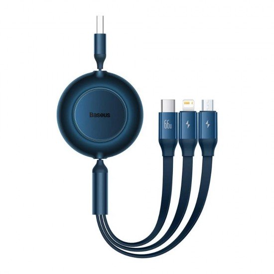 Baseus Καλώδιο USB 3σε1 για MicroUSB/USB-C/Lightning Bright Mirror 3 66W/2A 1.1m Μπλε (CAMJ010103) (BASCAMJ010103)