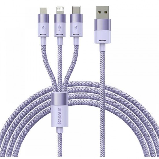 Baseus Καλώδιο USB 3σε1 StarSpeed Series USB-C + MicroUSB + Lightning 3.5A 1.2m Λιλά (CAXS000005) (BASCAXS000005)