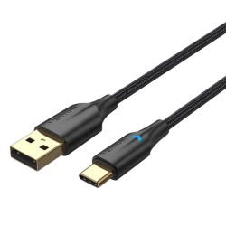 VENTION Nylon Braided USB 2.0 A Male to Type-C Male 3A Cable 1M Black LED Type (CTFBF) (VENCTFBF) VENTION Nylon Braided USB 2.0 A Male to Type-C Male 3A Cable 1M Black LED Type (CTFBF) (VENCTFBF)