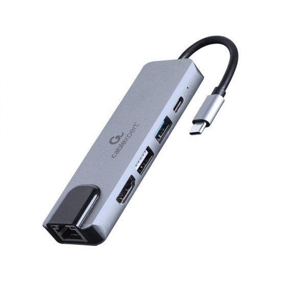 Gembird USB-C 5in1 Multiport Adapter, Pd, HDMI, USB 3.1, USB 2.0, Lan (A-CM-COMBO5-04) (GEMA-CM-COMBO5-04) Gembird USB-C 5in1 Multiport Adapter, Pd, HDMI, USB 3.1, USB 2.0, Lan (A-CM-COMBO5-04) (GEMA-CM-COMBO5-04)