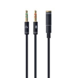 Cablexpert Cca-418m Headphone Adapter 4pin Jack F -2x Stereo Minijack 3.5mm, Metal Connec (CCA-418M) (GEMCCA-418M)