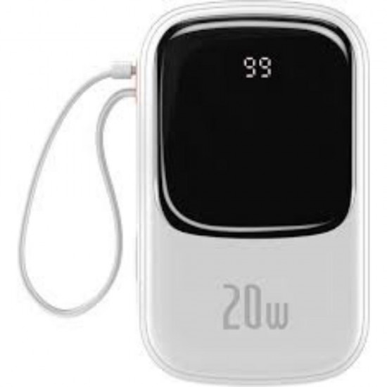 Baseus Powerbank Qpow PRO with Lightning cable, USB-C port and USB 20000mAh, 20W White (PPQD060202) (BASPPQD060202) Baseus Powerbank Qpow PRO with Lightning cable, USB-C port and USB 20000mAh, 20W White (PPQD060202) (BASPPQD060202)