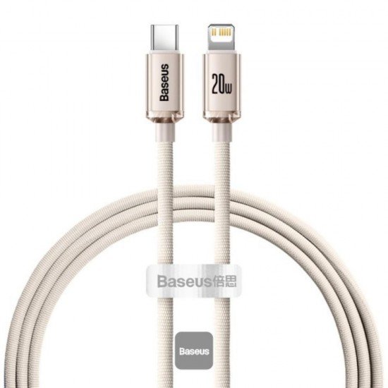 Baseus Kabel USB-C do iP Crystal Shine,  20W, 1.2m różowy (CAJY001304) (BASCAJY001304)