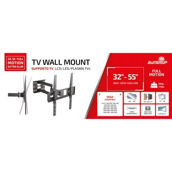 Superior Επιτοίχια Βάση Τηλεόρασης Full Motion Extra Slim 32