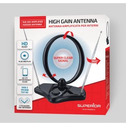 Superior Εσωτερική Ενισχυμένη Κεραία Τηλεόρασης VHF/UHF/FM με Υποστήριξη HD/Full HD/4K (SUPNAI001) (SPRSUPNAI001)