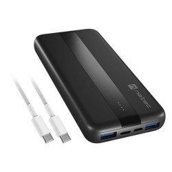 Natec Trevi Slim Q Power Bank 10000mAh, 20W Maximum Power, Quick Charge, Power Delivery  Micro USB, USB Type-A, USB Type-C (NPB-2294) (NTCNPB-2294)