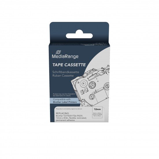 Ετικέτες Γενικής Χρήσης Mediarange (Brother TZ-FX231/TZe-FX231) 12mm, 8m, Laminated and Permanent Adhesive, Flexible, Black on White (MRBTZFX231) Ετικέτες Γενικής Χρήσης Mediarange (Brother TZ-FX231/TZe-FX231) 12mm, 8m, Laminated and Permanent Adhesive, Flexible, Black on White (MRBTZFX231)