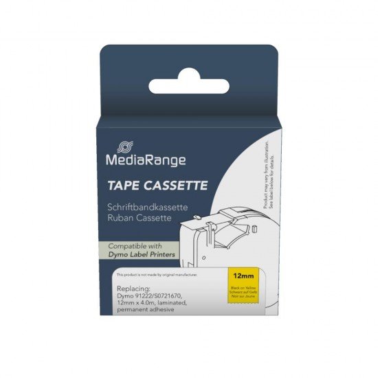 Ετικέτες Γενικής Χρήσης Mediarange (Dymo® 91222/S0721670) 12mm, 4m, Laminated and Permanent Adhesive, Black on Yellow (MRDY91222) Ετικέτες Γενικής Χρήσης Mediarange (Dymo® 91222/S0721670) 12mm, 4m, Laminated and Permanent Adhesive, Black on Yellow (MRDY91222)