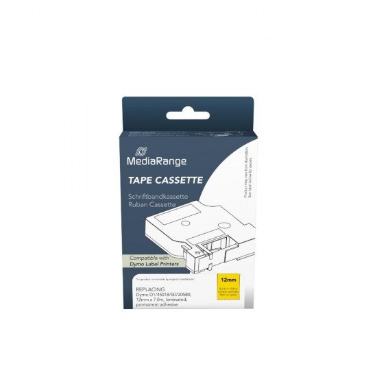 Ετικέτες Γενικής Χρήσης Mediarange (Dymo® D1/45018/S0720580) 12mm, 7m, Laminated and Permanent Adhesive, Black on Yellow (MRDY45018) Ετικέτες Γενικής Χρήσης Mediarange (Dymo® D1/45018/S0720580) 12mm, 7m, Laminated and Permanent Adhesive, Black on Yellow (MRDY45018)