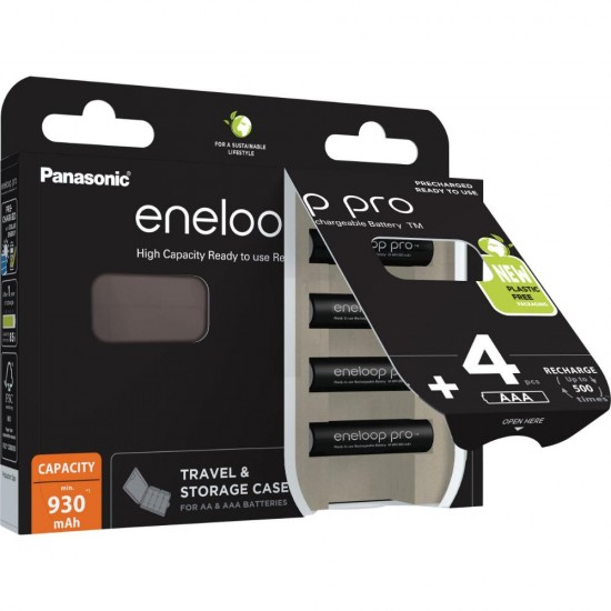 Panasonic Eneloop PRO NEW Ni-MH 930mAh BK-4HCDEC4BE Rechargeable Batteries R03 / AAA (blister + box) (PAN19726)