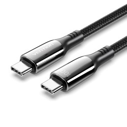 VENTION Cotton Braided Type-C to Type-C 5A Cable 2M Black Zinc Alloy Type (CTKBH) (VENCTKBH)