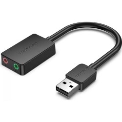 VENTION 2-Port USB External Sound Card 0.15M Black (CDYB0) (VENCDYB0) VENTION 2-Port USB External Sound Card 0.15M Black (CDYB0) (VENCDYB0)