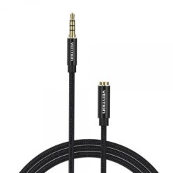 VENTION Cotton Braided TRRS 3.5mm Male to 3.5mm Female Audio Extension Cable 5M Black Aluminum Alloy Type (BHCBJ) (VENBHCBJ)