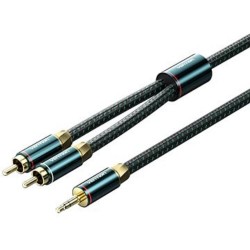 VENTION Cotton Braided 3.5mm Male to 2RCA Male Audio Cable 1.5M Green Copper Type (BCSGG) (VENBCSGG) VENTION Cotton Braided 3.5mm Male to 2RCA Male Audio Cable 1.5M Green Copper Type (BCSGG) (VENBCSGG)