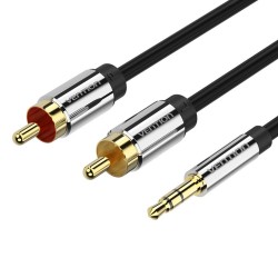 VENTION 3.5mm Male to 2RCA Male Audio Cable 5M Black Metal Type (BCFBJ) (VENBCFBJ) VENTION 3.5mm Male to 2RCA Male Audio Cable 5M Black Metal Type (BCFBJ) (VENBCFBJ)