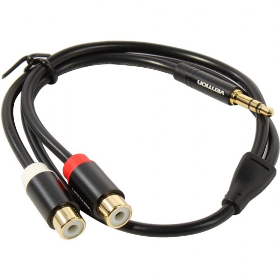 VENTION 3.5mm Male to 2RCA Female Audio Cable 0.3M Black Metal Type (VAB-R02-B030) (VENVAB-R02-B030)