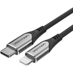 VENTION Nylon Braided Type-C to Lightning 3A Cable 1.5M Gray Aluminum Alloy Type MFi-Certified (TACHG) (VENTACHG) VENTION Nylon Braided Type-C to Lightning 3A Cable 1.5M Gray Aluminum Alloy Type MFi-Certified (TACHG) (VENTACHG)
