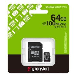 Kingston Micro SD 64GB Cl10 Canvas S.Plus SDCS3/64GB +Ad.SD (SDCS3/64GB) (KINSDCS3-64GB) Kingston Micro SD 64GB Cl10 Canvas S.Plus SDCS3/64GB +Ad.SD (SDCS3/64GB) (KINSDCS3-64GB)