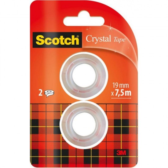Ταινία Γενικής Χρήσης 3M Scotch Crystal 19 mm x 7.5 m (Boxed) (Διάφανη) Pack of 2 (6001975) (MMM6001975)