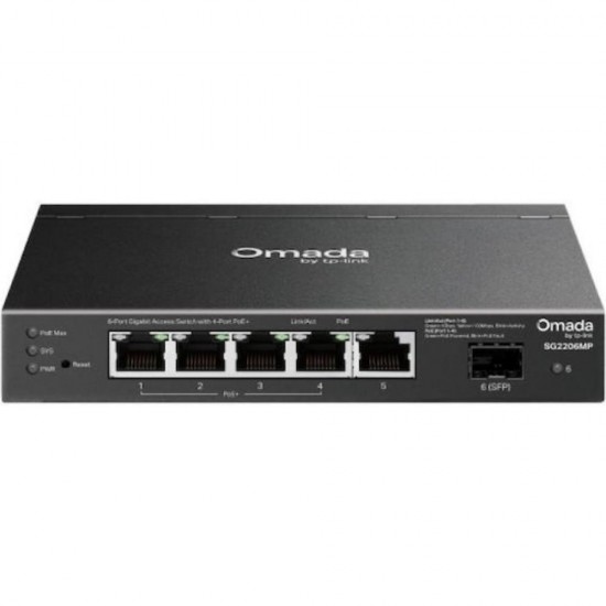 TP-Link Omada Access 6-Port Gigabit Switch with 4-Port PoE+ (SG2206MP) (TPSG2206MP)