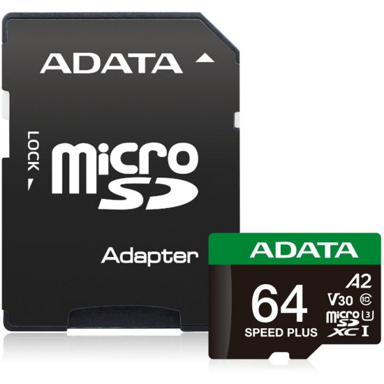 Adata mSD Speed+ 64GB UHS1 U3 V30 A2 160/140 MB/s+ada (UD64GUI3V30A2SP-RA1) (ADAUD64GUI3V30A2SP-RA1) Adata mSD Speed+ 64GB UHS1 U3 V30 A2 160/140 MB/s+ada (UD64GUI3V30A2SP-RA1) (ADAUD64GUI3V30A2SP-RA1)