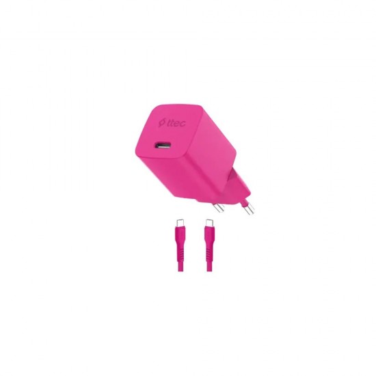 ttec SmartCharger GAN 45W PD Travel Fast Charger+ USB-C - USB-C 3A Cable Neon Pink (2SCG45CNP) (TTEC2SCG45CNP) ttec SmartCharger GAN 45W PD Travel Fast Charger+ USB-C - USB-C 3A Cable Neon Pink (2SCG45CNP) (TTEC2SCG45CNP)