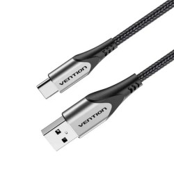 VENTION Cotton Braided USB 2.0 A Male to C Male 3A Cable 1.5M Gray Aluminum Alloy Type (CODHG) (VENCODHG)