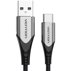 VENTION Cotton Braided USB 2.0 A Male to C Male 3A Cable 0.5M Gray Aluminum Alloy Type (CODHD) (VENCODHD)