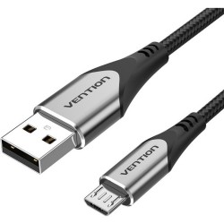 VENTION Cotton Braided USB 2.0 A Male to Micro-B Male 3A Cable 1.5M Gray Aluminum Alloy Type (COAHG) (VENCOAHG)