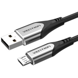 VENTION Cotton Braided USB 2.0 A Male to Micro-B Male 3A Cable 1M Gray Aluminum Alloy Type (COAHF) (VENCOAHF)
