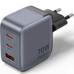 VENTION 3-Port USB (C+C+A) GaN Charger (70W/70W/22.5W) EU-Plug Gray (FEXH0-EU) (VENFEXH0-EU) VENTION 3-Port USB (C+C+A) GaN Charger (70W/70W/22.5W) EU-Plug Gray (FEXH0-EU) (VENFEXH0-EU)